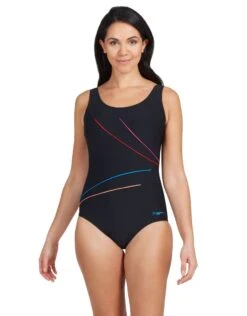 Zoggs Macmaster Scoopback Swimsuit - Black/Multicolour -Swim District Zoggs Macmaster Swimsuit Black Multicolour 5