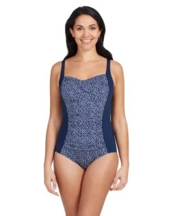 Zoggs Martinique Ruched Front Adjustable Swimsuit - Navy