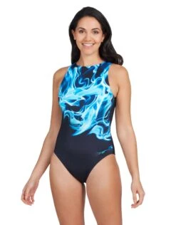 Zoggs Ocean Smoke High Front Swimsuit - Navy/Black -Swim District Zoggs Ocean Smike High Front Swimsuit 6