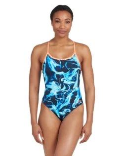 Zoggs Ocean Smoke Sprintback Swimsuit - Navy/Black