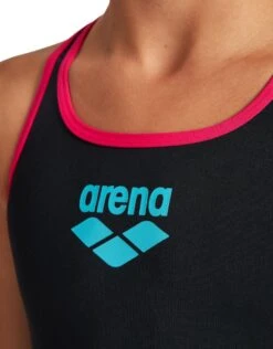 Arena Girls Big Logo Swim Pro Back Swimsuit - Black/Freak Rose -Swim District arena girls biglogo swimsuit black 2