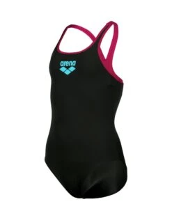 Arena Girls Big Logo Swim Pro Back Swimsuit - Black/Freak Rose -Swim District arena girls biglogo swimsuit black 3