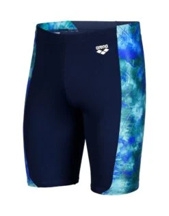 Arena Tie Dye Effect Print Allover Swim Jammer - Navy/Neon Blue -Swim District arena tie dye jammer blue 2