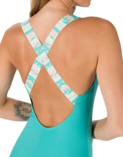 Nike Logo Tape Crossback Swimsuit - Washed Teal -Swim District nike logo tape crossback swimsuit 1