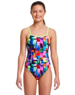 FUNKITA Girls Patch Panels Single Strap Swimsuit
