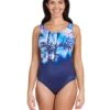 Zoggs Sasaya Scoopback Swimsuit - Royal/Purple