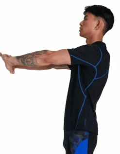 Speedo Mens Tech Short Sleeve Rash Top - Black/Blue -Swim District speedorashshirtblackblue 813495f776 5