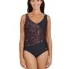 Zoggs Vintage Geo Crossover V Back Swimsuit
