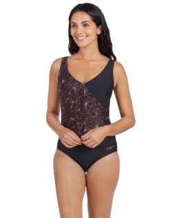 Zoggs Vintage Geo Crossover V Back Swimsuit -Swim District vintagegeovback 4